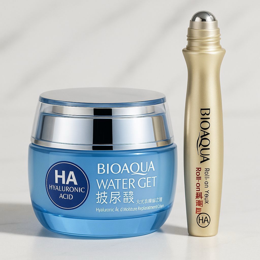 BIOAQUA CONTORNO DE OJOS+ CREMA FACIAL DE ACIDO HIALURONICO+ ENVIO GRATIS